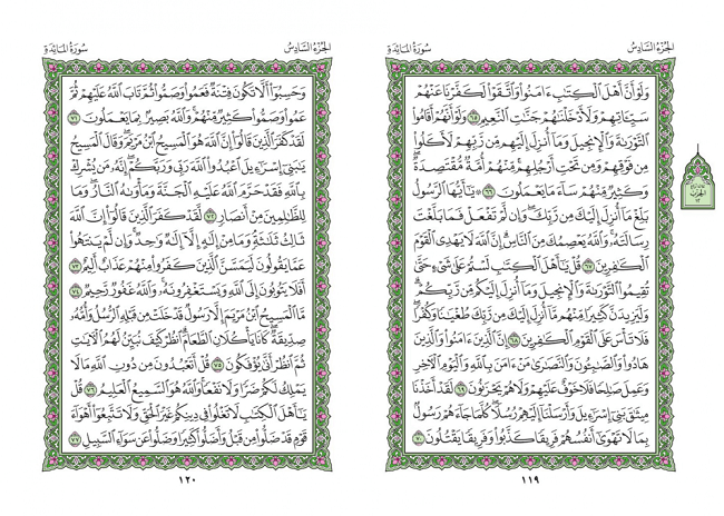 صفحه 119 قران (سوره مائده) – استخاره با قران
