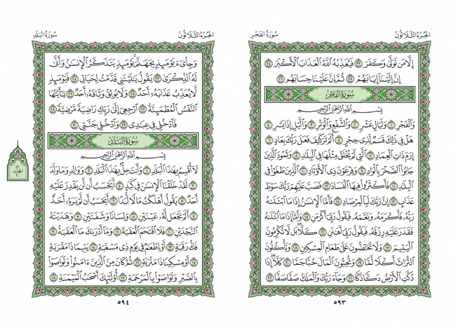 صفحه 593 قران (سوره فجر) - استخاره با قران